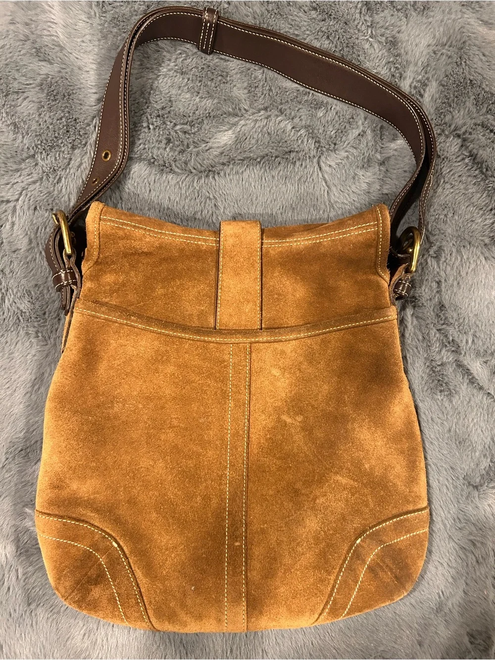 Vintage Coach SoHo Flap Shoulder Bag 9482 Tan Suede